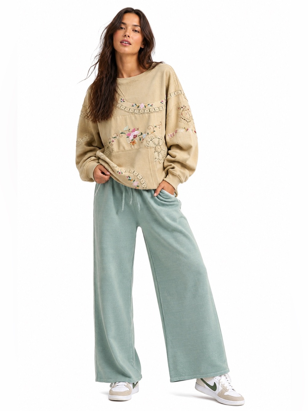 🚨 last one! medium left new Zenana ash blue wide leg pockets pants